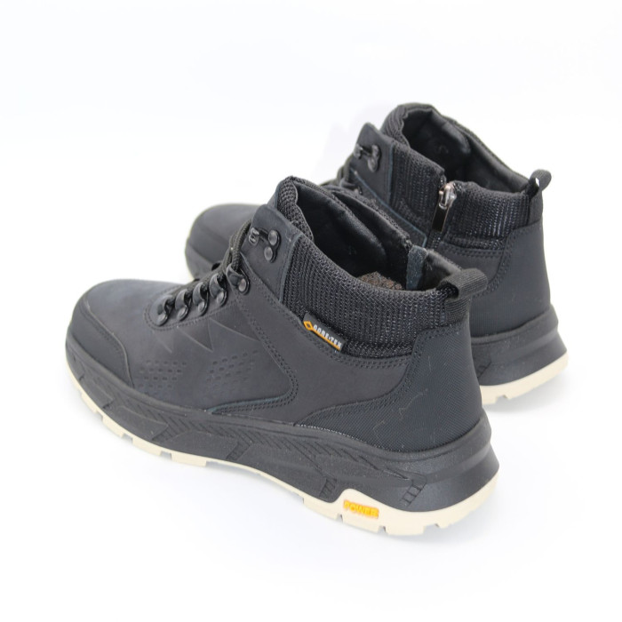 Men's Leather Winter Boots NS 2658 Black 6481 with Fur