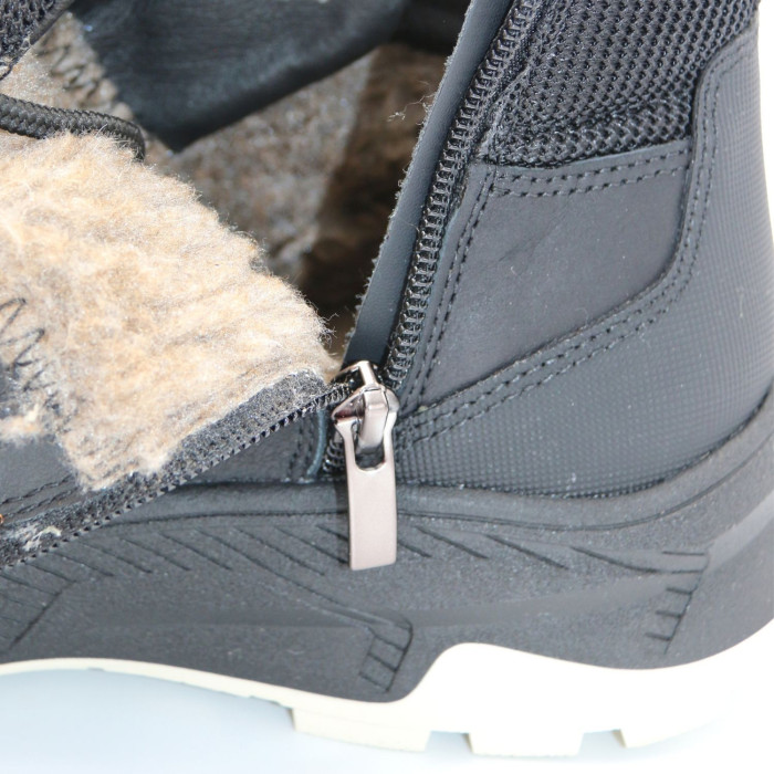 Men's Leather Winter Boots NS 2658 Black 6481 with Fur