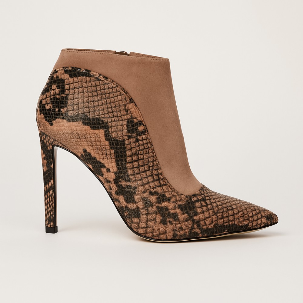 Women’s Beige High Heel Mid-Season Ankle Boots Baldowski 1706-e803-004