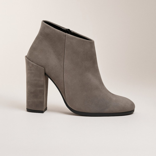 Women’s Grey Mid-Heel Ankle Boots with Zipper Stagors 324-popiel-nubuk