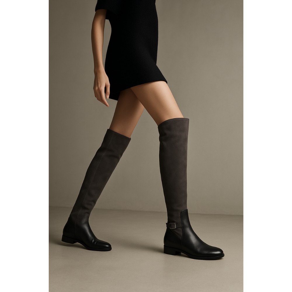 Women's gray boots demi-season Kaniowski (Poland) model 3481