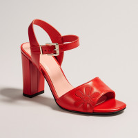 Women's red heeled sandals Best But Poland 4220257-257 3753 made of genuine leather