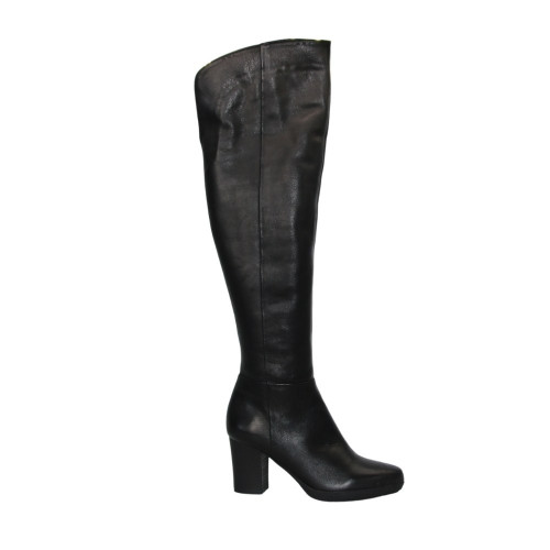 Women's black high winter boots Kaniowski k-3051-013937 leather boots with natural wool insulation from the Polish brand