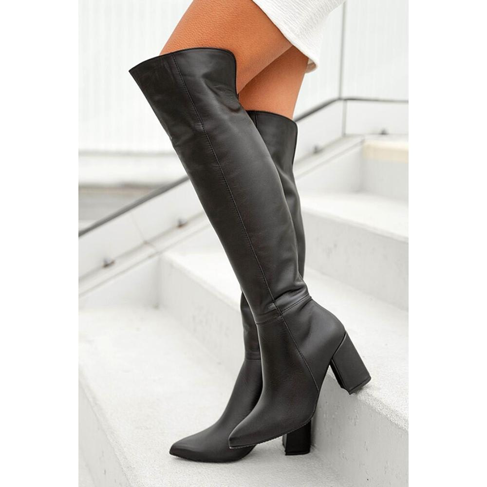 Жіночі чорні чоботи зимові Kaniowski (Польща) модель 3937