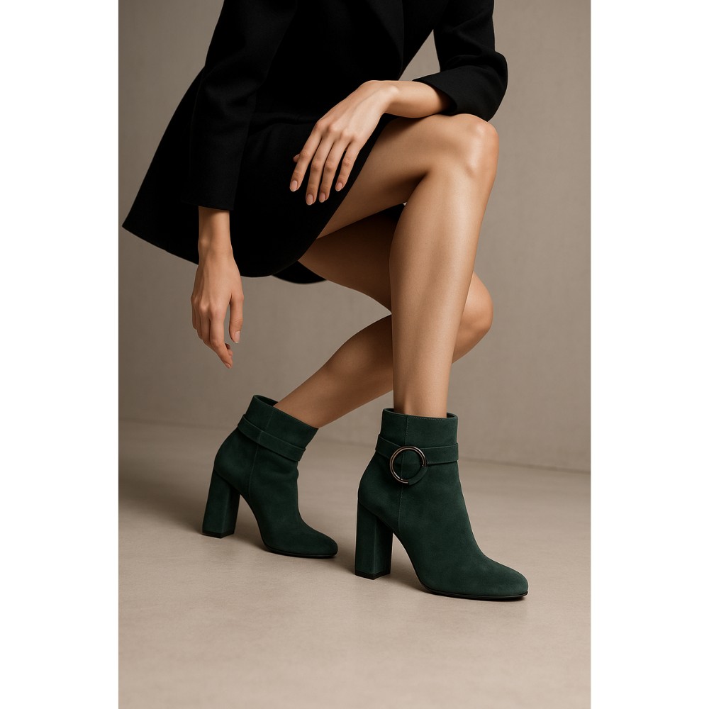 Жіночі зелені черевики NESSI 17286-zielony-w з натуральної замші