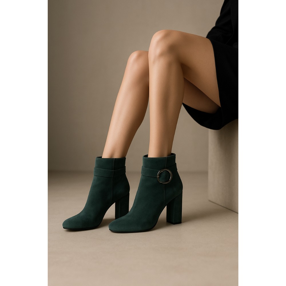 Жіночі зелені черевики NESSI 17286-zielony-w з натуральної замші