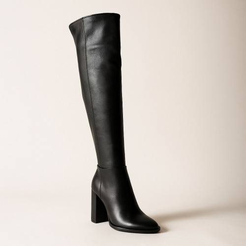 NESSI 17276 3959 women's black demi-seasonal high boots boots NESSI 17276 3959 with discounted price in size 40 made of genuine leather from Polish brand