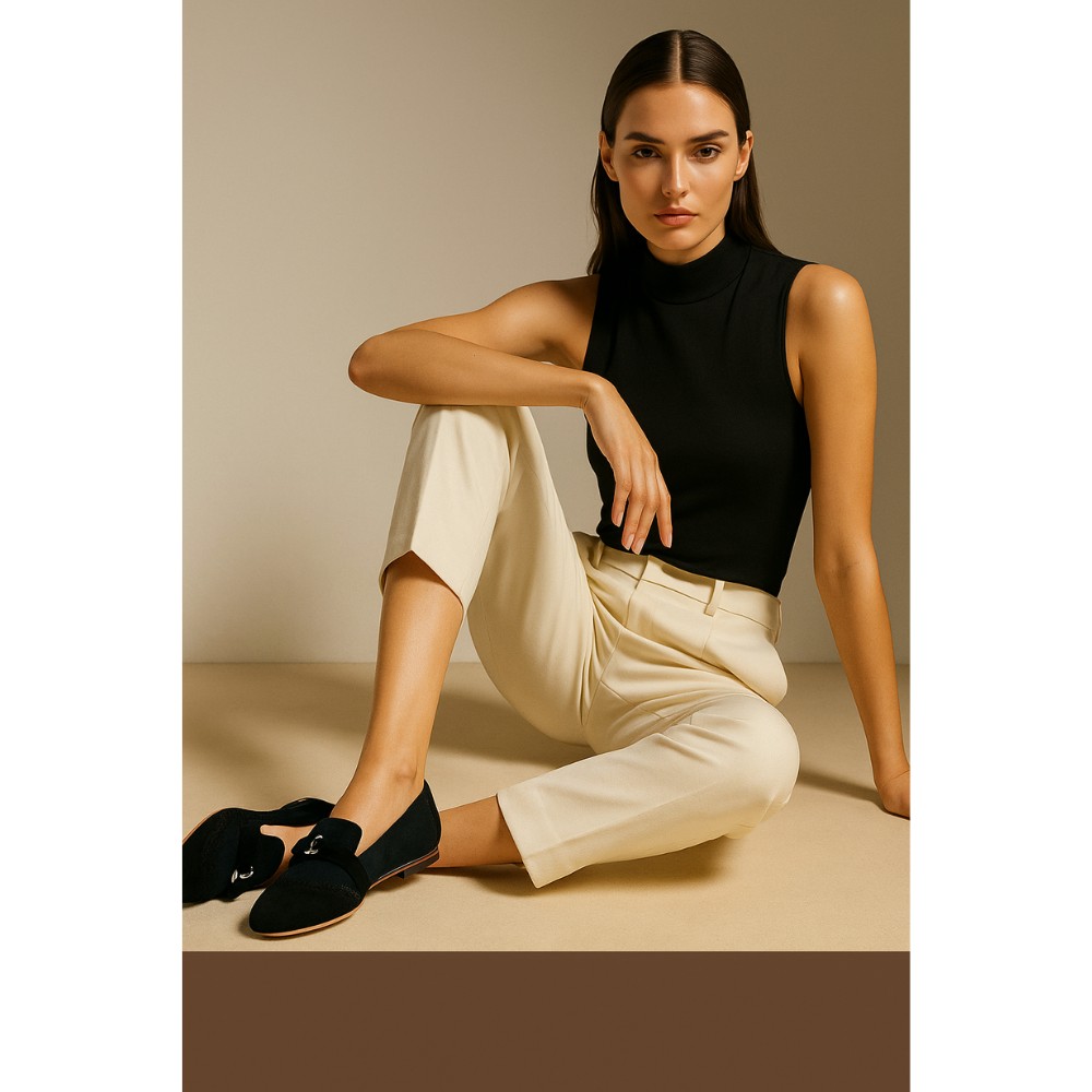 Женские черные балетки Steizer (Польша) модель 4001