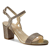 Women's leather gold heeled sandals Baldaccini Poland 910000-e 4007 elegant calssika for festive and special days