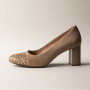 Women's beige mid-heeled shoes Marco (Poland) model 4052