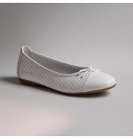 Жіночі білі балетки туфлі Lesta Польща 221-4255-100b30099 4103 з натуральної шкіри від польської фабрики