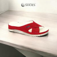 Женские бордовые шлепанцы Pollonus Польша 5-0984-004 4122 из натуральной кожи