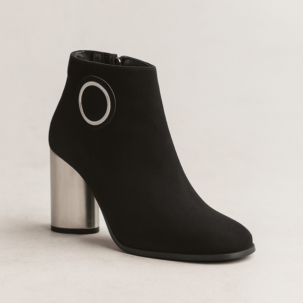 Women’s Mid-Heel Black Boots Solo Femme 48007-13-c78-000-czarny