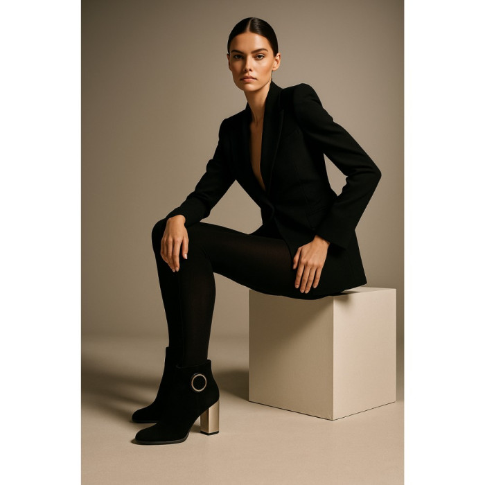 Women’s Mid-Heel Black Boots Solo Femme 48007-13-c78-000-czarny
