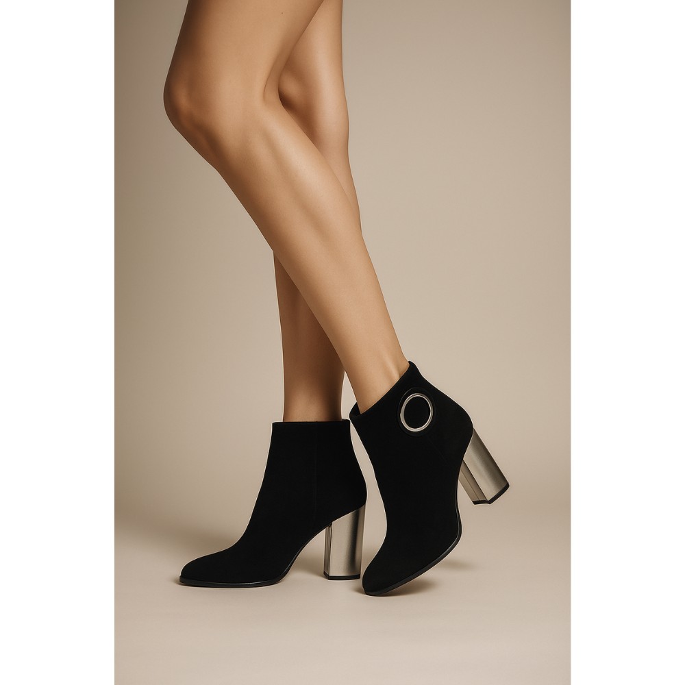 Women’s Mid-Heel Black Boots Solo Femme 48007-13-c78-000-czarny