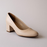 Women's beige mid-heeled pumps Sala Poland 8033 4203