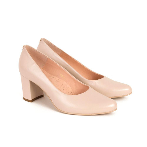Women's beige mid-heeled pumps Sala Poland 8033 4203