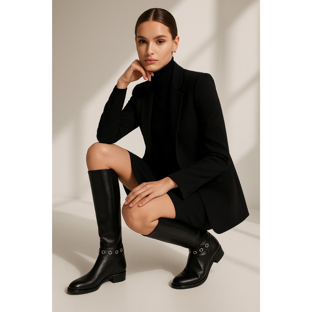 Women's black winter boots NESSI (Poland) model 4318