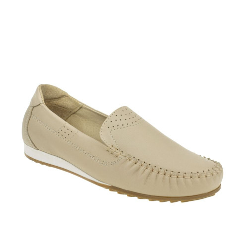 Women's beige moccasins shoes Lesta 161-3997-1-2648 4342 demi-season made of genuine leather from a Polish factory Women's beige moccasins shoes Lesta 161-3997-1-2648 4342 demi-season made of genuine leather from a Polish factory