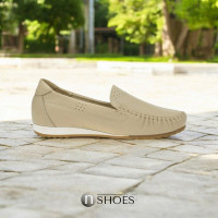 Жіночі бежеві мокасини туфлі Lesta 161-3997-1-2648 4342 демісезонні з натуральної шкіри від польської фабрики