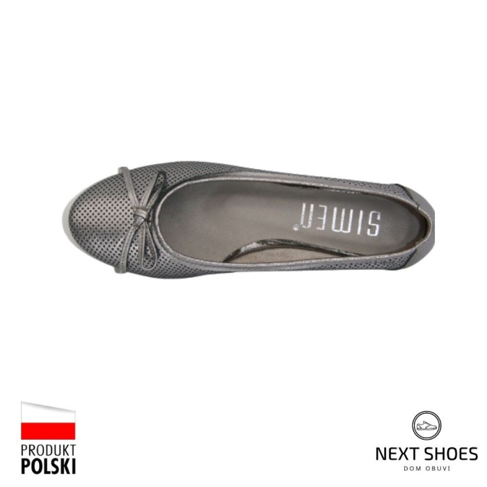 Women's silver ballet flats Simen (Poland) model 4417