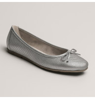 Жіночі сріблясті балетки Simen 1162a-srebro-szare 4417 з натуральної шкіри від польського виробника.