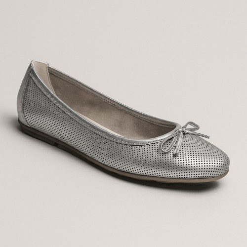 Жіночі сріблясті балетки Simen 1162a-srebro-szare 4417 з натуральної шкіри від польського виробника.