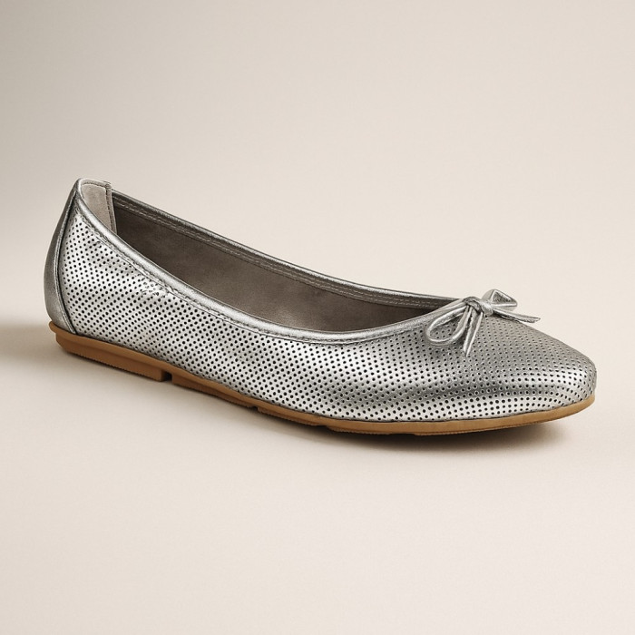 Women's silver ballet flats Simen (Poland) model 4417