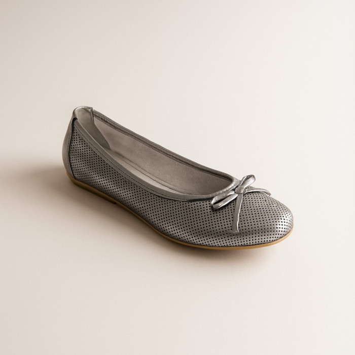 Women's silver ballet flats Simen (Poland) model 4417