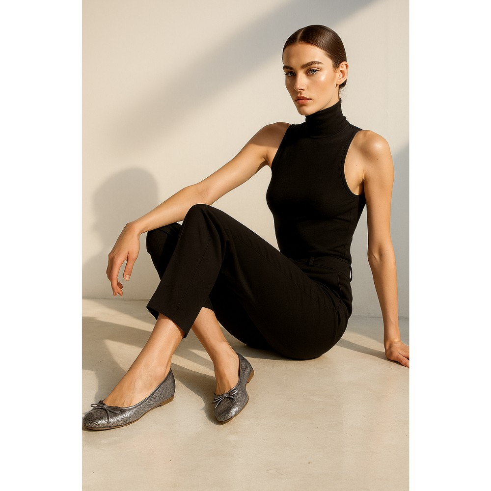 Жіночі сріблясті балетки Simen (Польща) модель 4417