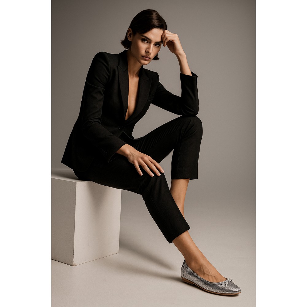 Жіночі сріблясті балетки Simen (Польща) модель 4417