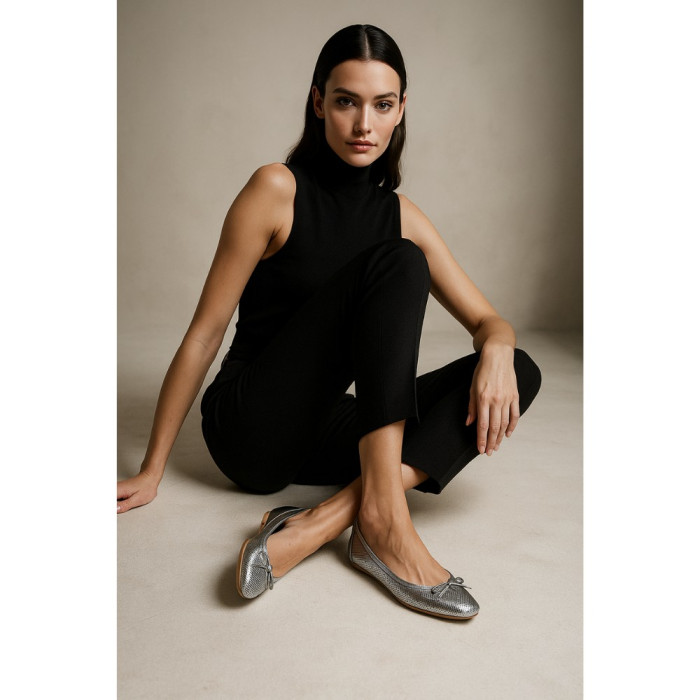 Women's silver ballet flats Simen (Poland) model 4417