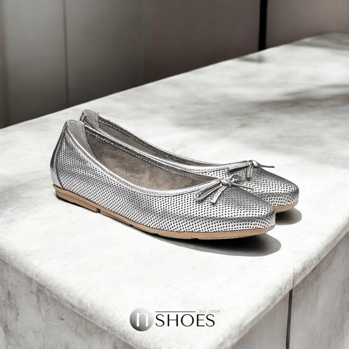 Women's silver ballet flats Simen (Poland) model 4417