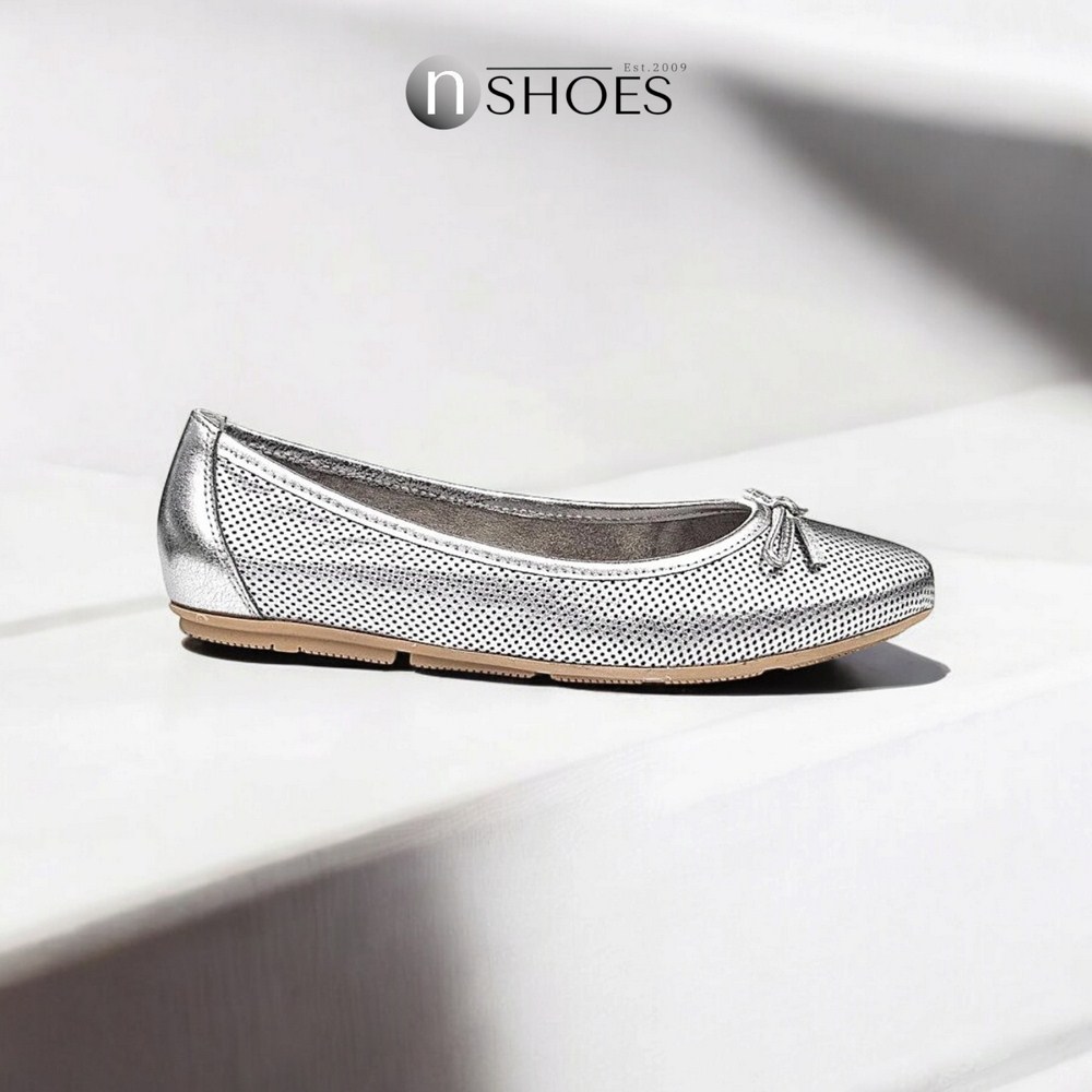 Жіночі сріблясті балетки Simen (Польща) модель 4417