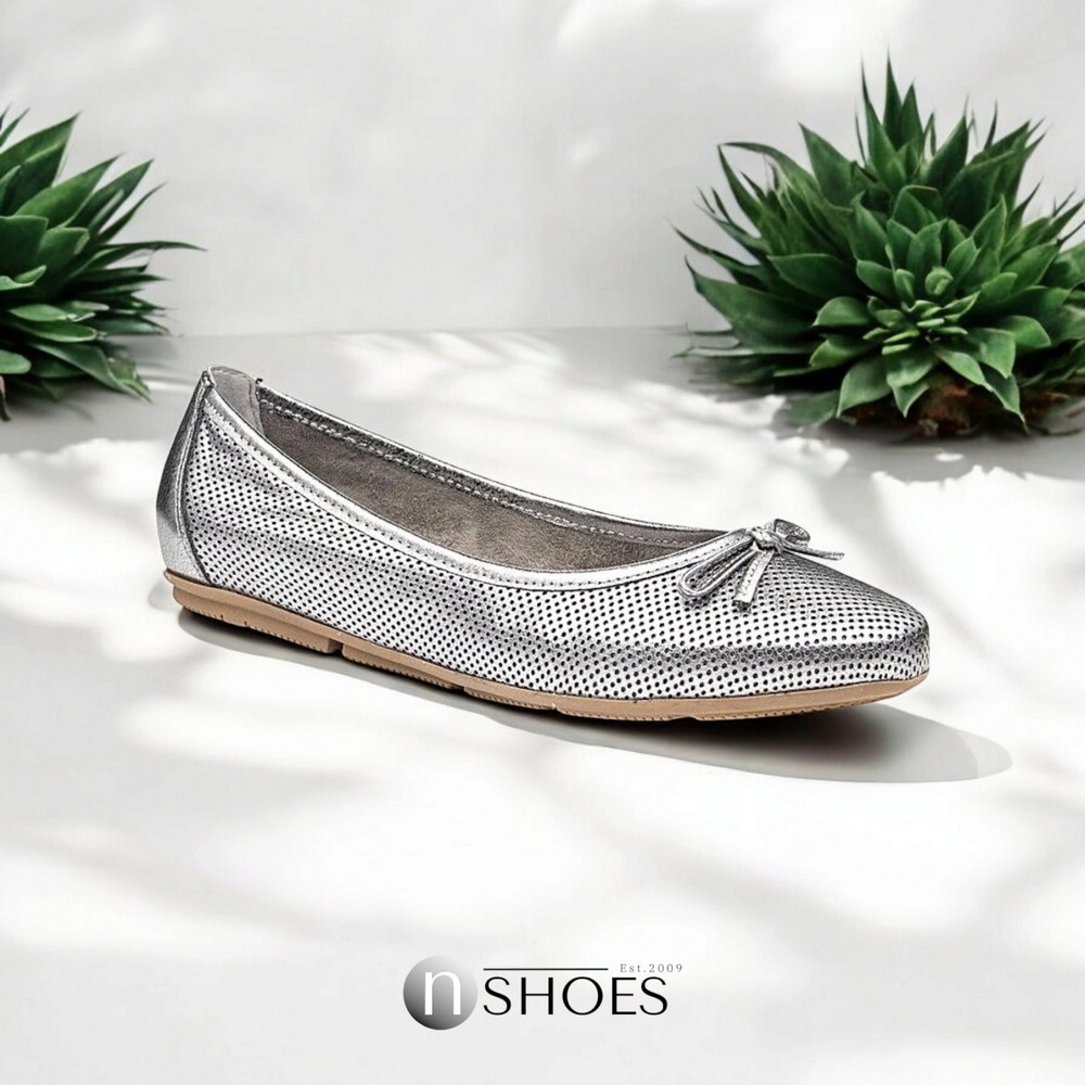 Жіночі сріблясті балетки Simen (Польща) модель 4417