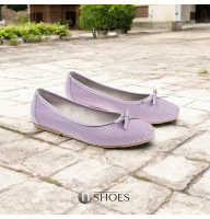 Жіночі бузкові балетки Simen 1162A balerina 4420 з натуральної шкіри від польської фабрики