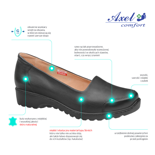 Shoes for women black AXEL Comfort 1401 Czarne 4480