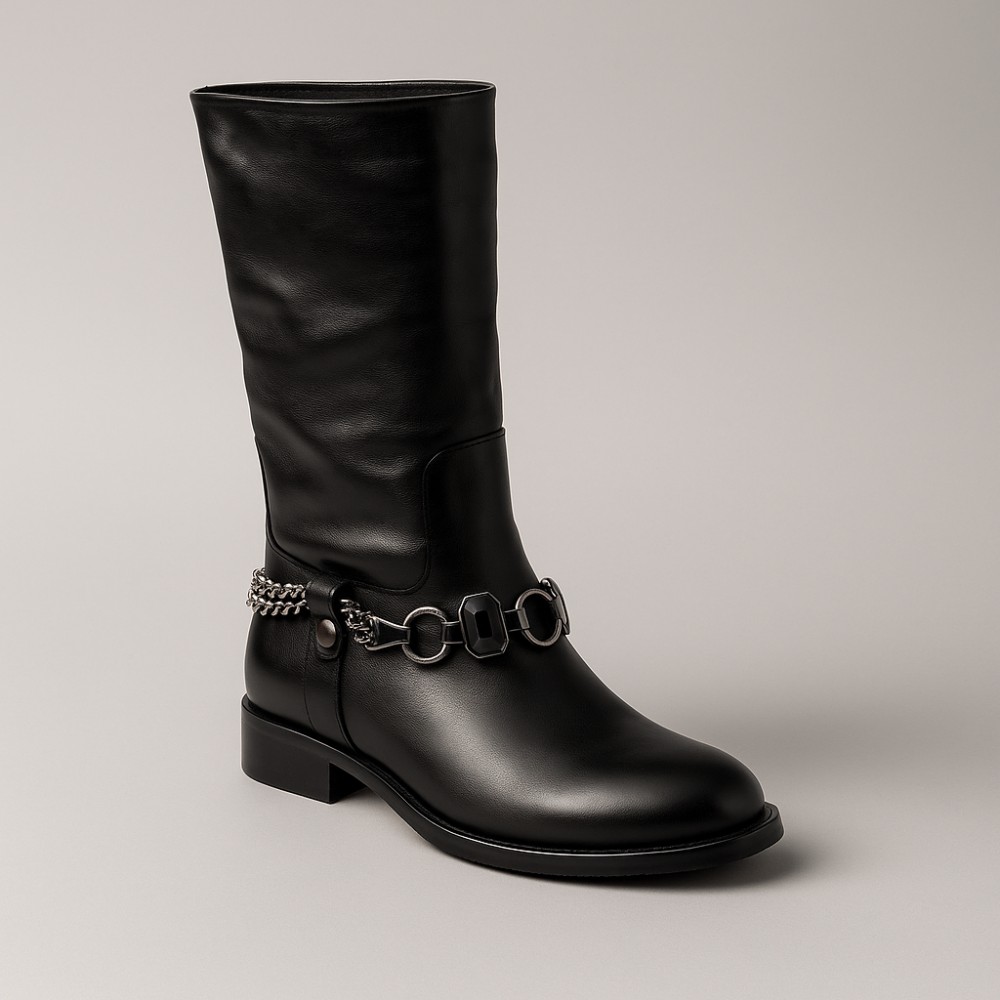 Женские черные сапоги демисезонные Rizzano (Турция) модель 4497