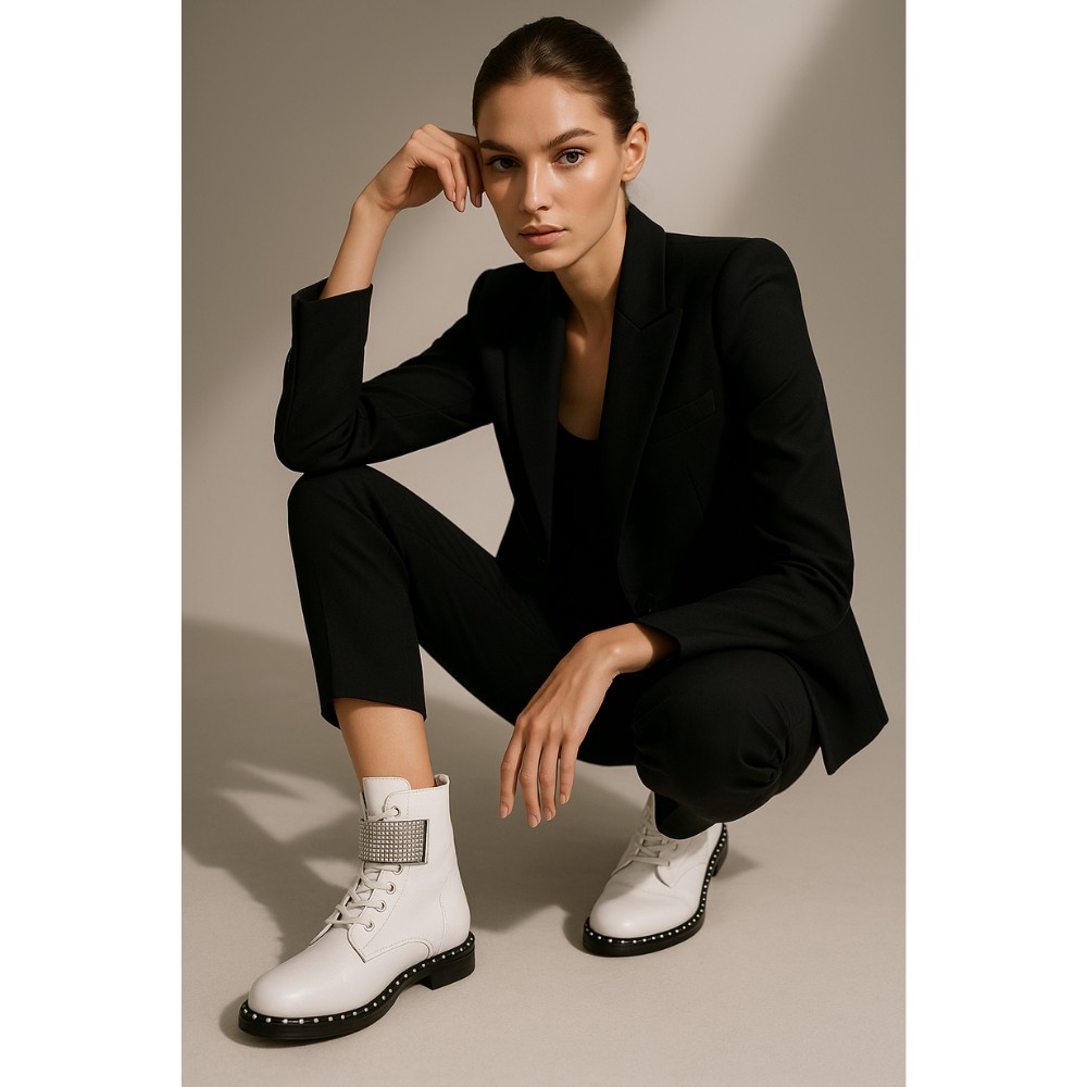 Жіночі білі демісезонні черевики NESSI 19614-bialy-412 4568