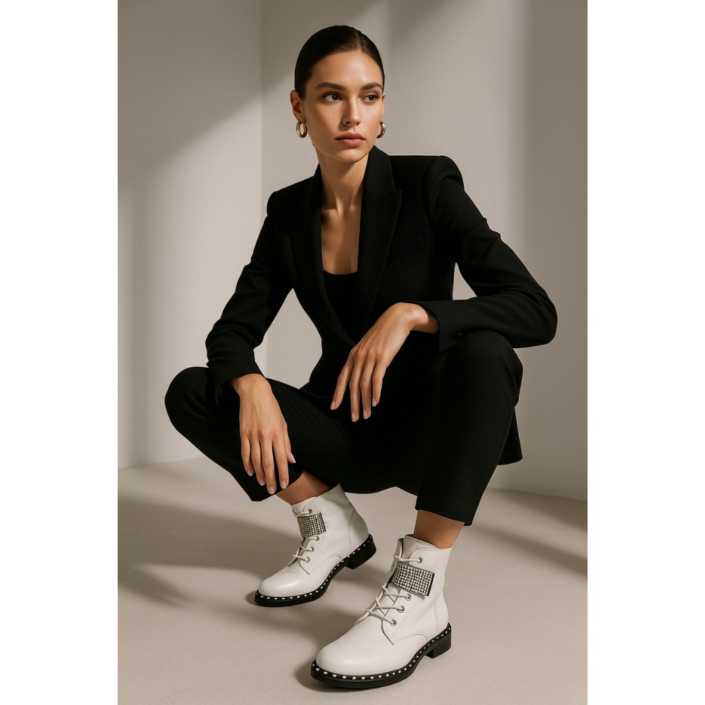 Жіночі білі демісезонні черевики NESSI 19614-bialy-412 4568