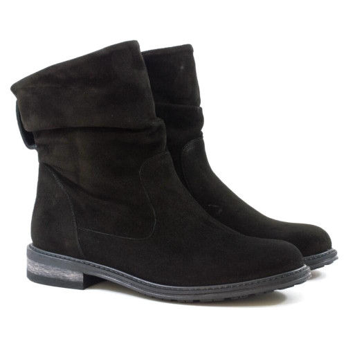 Women's black boots NESSI Poland 19639 czarny19 zamsh 4569