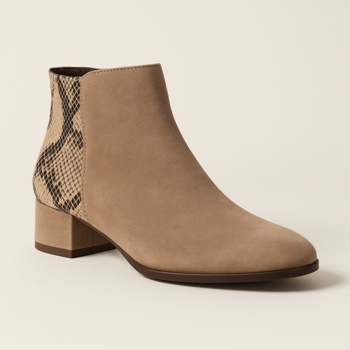 Women's beige demi seasonal boots NESSI 19655 bez-welur 4570 discounted size 37 and 38 in genuine suede leather from Polish brand