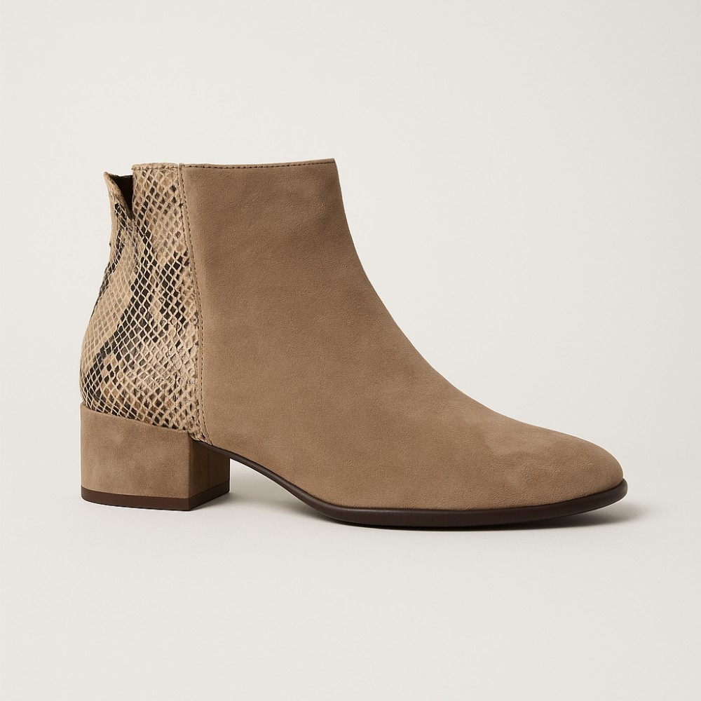 Женские бежевые ботинки NESSI 19655 bez-welur 4570 – натуральная кожа