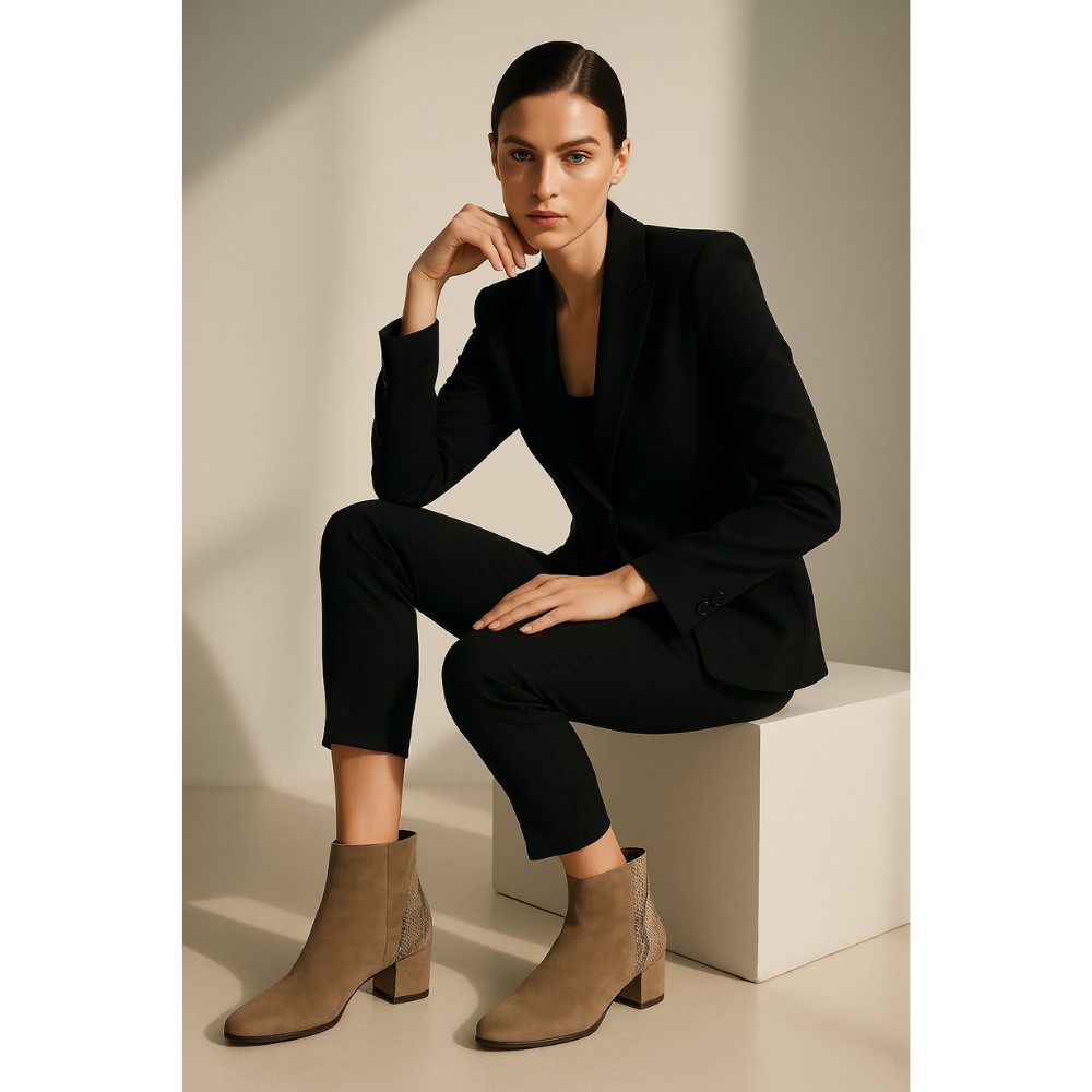 Женские бежевые ботинки NESSI 19655 bez-welur 4570 – натуральная кожа