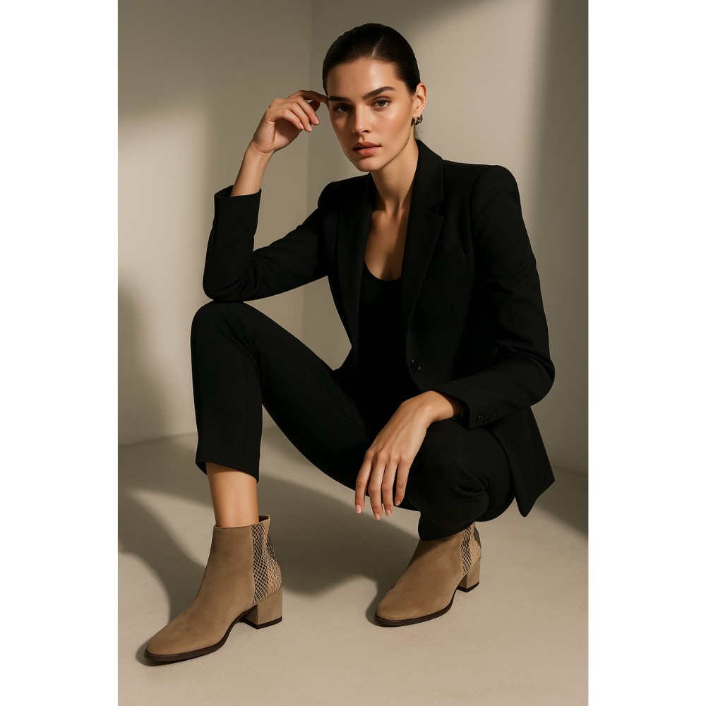 Женские бежевые ботинки NESSI 19655 bez-welur 4570 – натуральная кожа