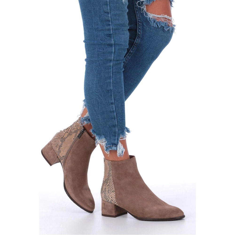 Женские бежевые ботинки NESSI 19655 bez-welur 4570 – натуральная кожа