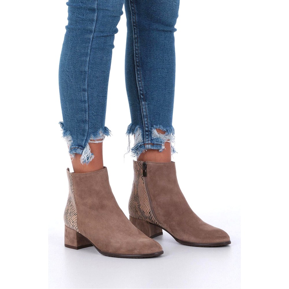 Женские бежевые ботинки NESSI 19655 bez-welur 4570 – натуральная кожа