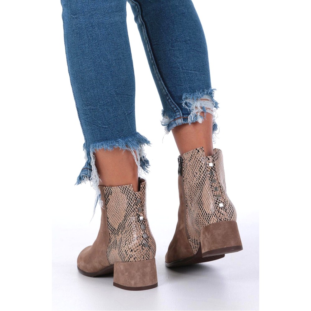 Женские бежевые ботинки NESSI 19655 bez-welur 4570 – натуральная кожа