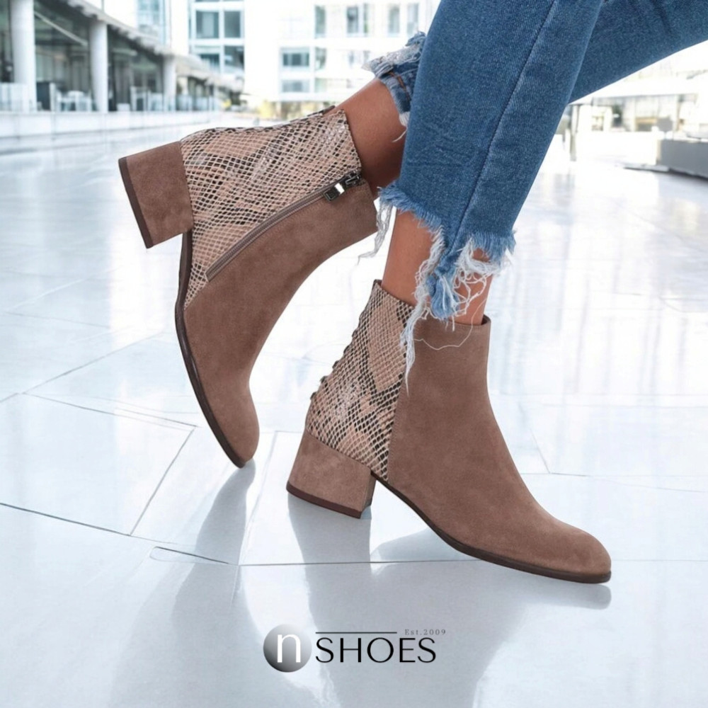 Женские бежевые ботинки NESSI 19655 bez-welur 4570 – натуральная кожа