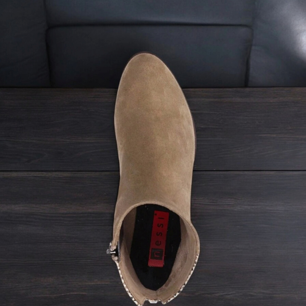 Женские бежевые ботинки NESSI 19655 bez-welur 4570 – натуральная кожа